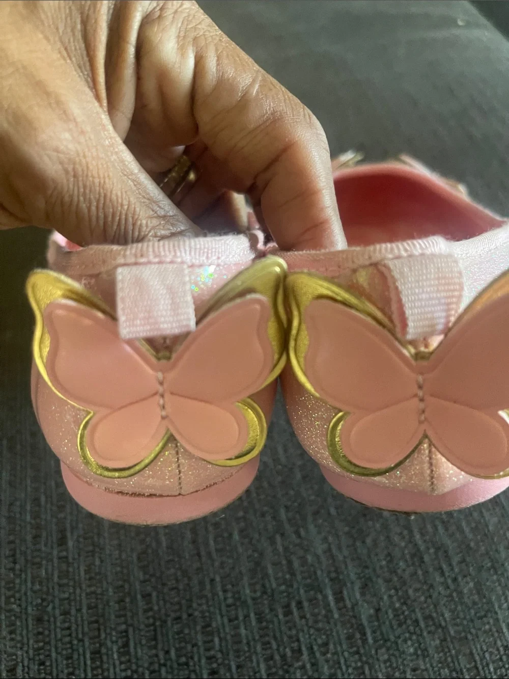 Buckle-Down Pink Glitter Butterfly Slip-On Flats for Kids